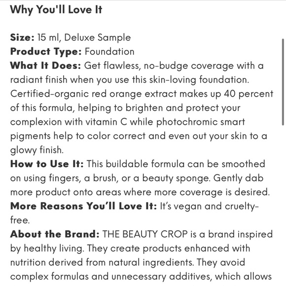 NWT Ipsy The Beauty Crop Vitamin Babe Foundation in 5W - Picture 3 of 4